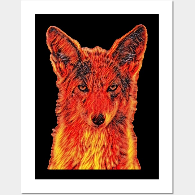 Flaming Hot Coyote Wall Art by monetcourt310